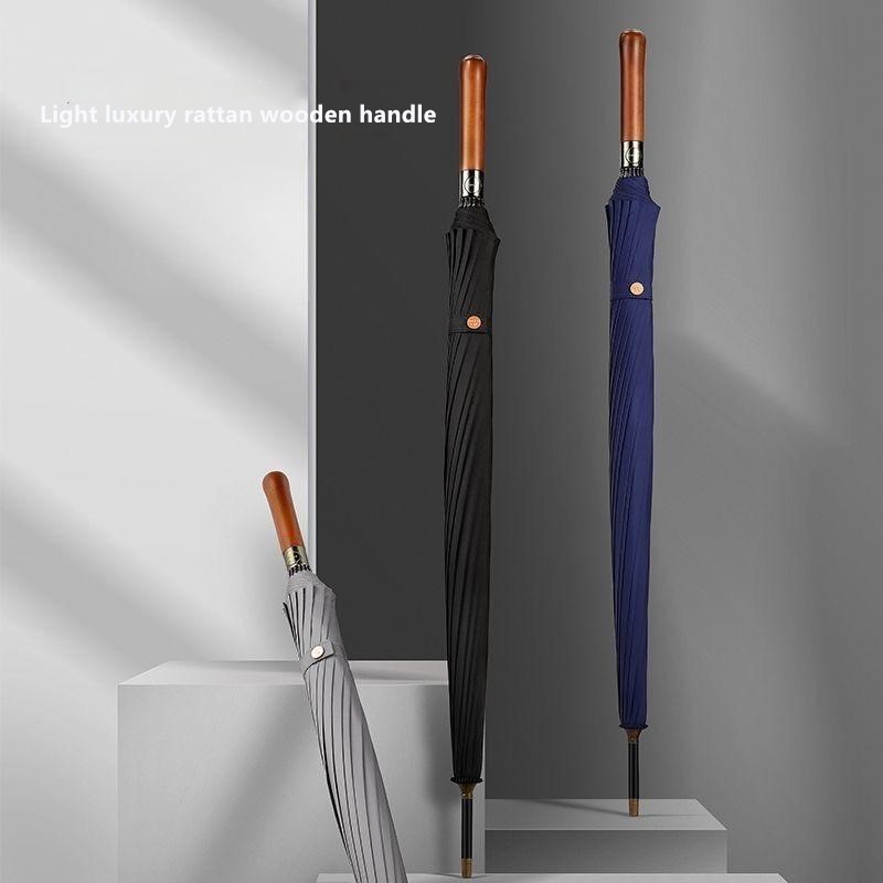 Golf Umbrella Large - Automatische houten paraplu met 16 ribben,